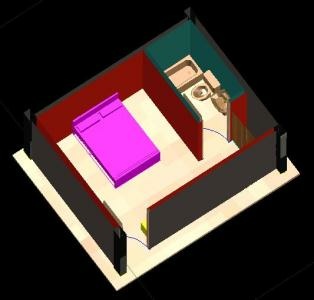 3-dimensional drawing of the room