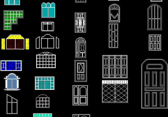 Дизайны фасада части окон и дверей