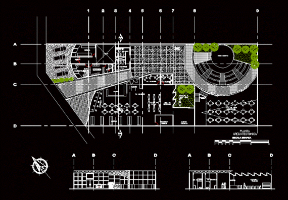 Архитектурные чертежи, проекции и планиметрия библиотеки