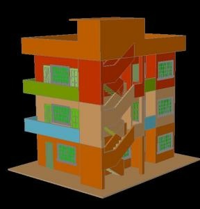 Tower type residential building in 3d