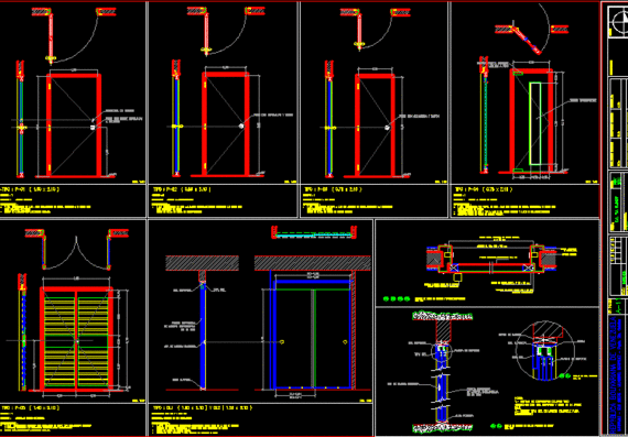Details of doors of various configurations