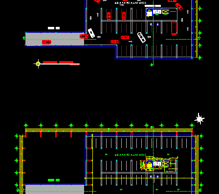 Parking in the basement; office building