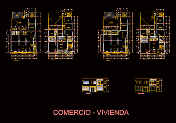 Projections of residential building with commercial premises