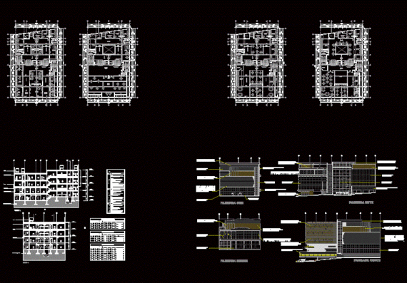 Проект коммерческого здания в проекциях и с размерами