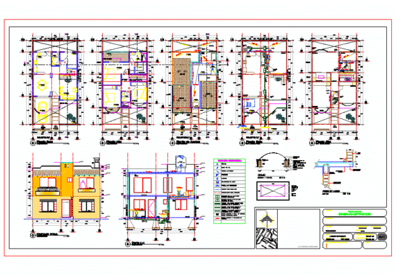 Design of residential building with architectural drawings