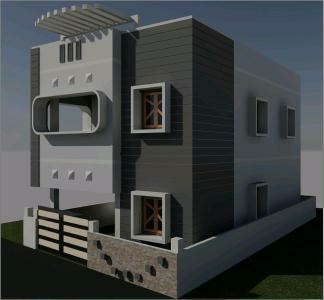 Beautiful 3D image of the building: mansion and villa