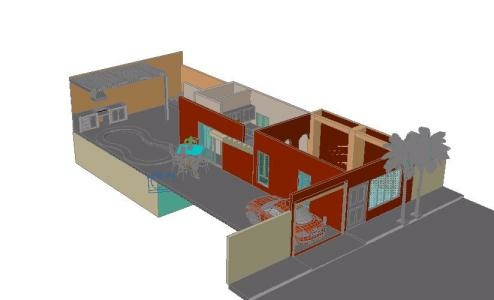 3D image of a house with green spaces
