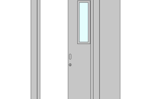 Раздвижная дверь со стеклянной дверью в 3D