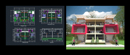 Residential building design with swimming pool
