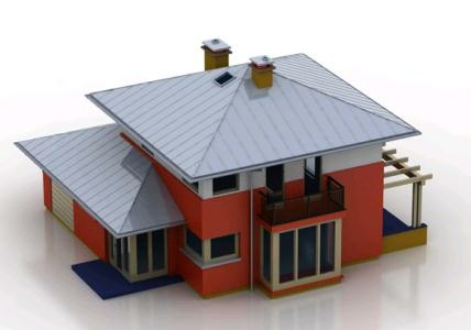 Трехмерное изображение жилого дома без текстур