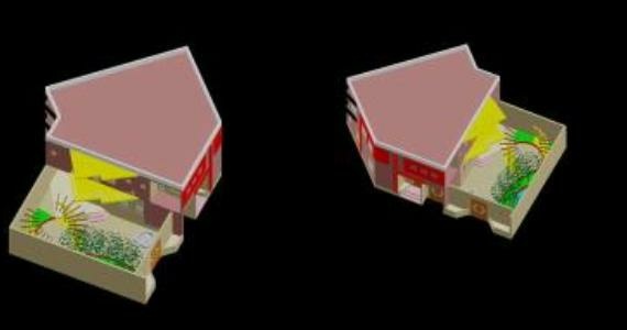 3D image of the house with furniture