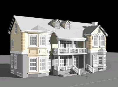3D model of buildings of villas made in the European style