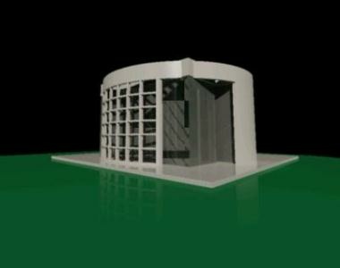 Model of a residential building with a round roof in 3D