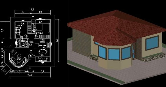 3D план дома с помещениями