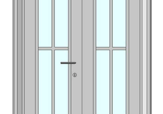 Double-leaf door with glass inserts