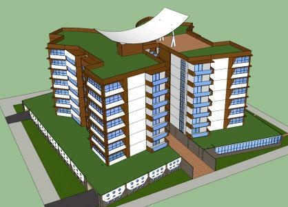 План 7-ми этажного жилого здания с паркингом и офисами