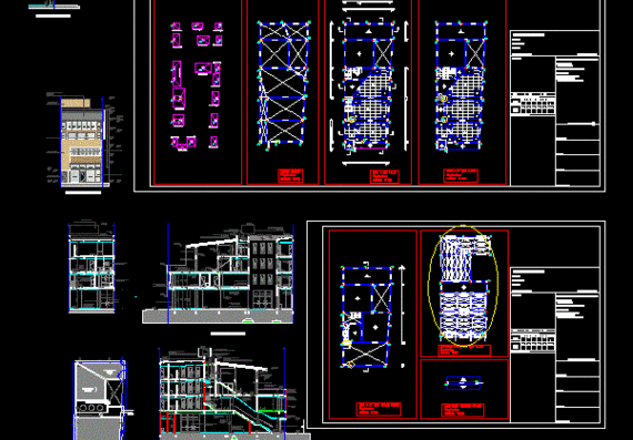2-х мерный архитектурный и конструктивный план многоквартирного жилого дома