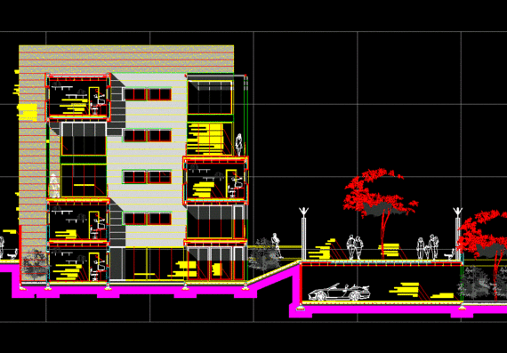 Проект 4-х этажного дома 1:50
