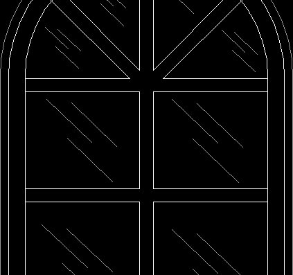 Двустворчатое окно арочного типа 100x160 см