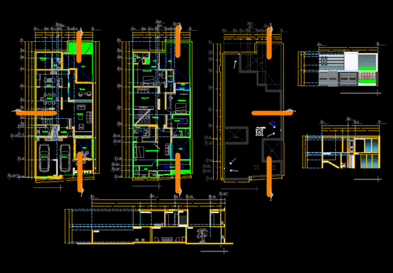 Проекции и виды 2-х этажного жилого дома