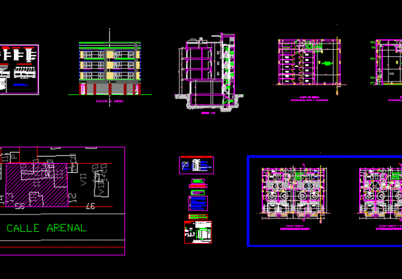Architectural plans of the 12 apartment building
