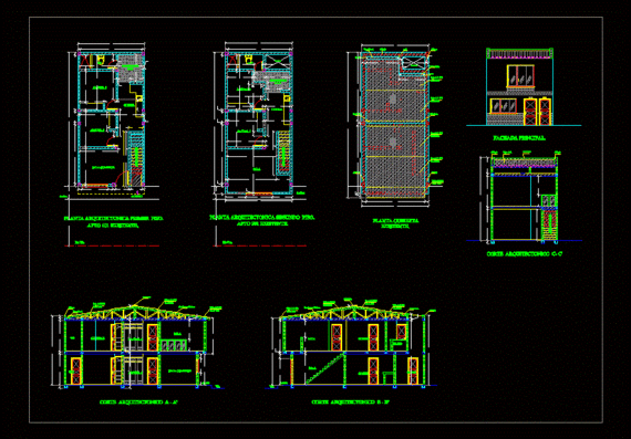 Architectural drawings of a 2-storey residential building
