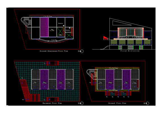 First floor and basement design of commercial building