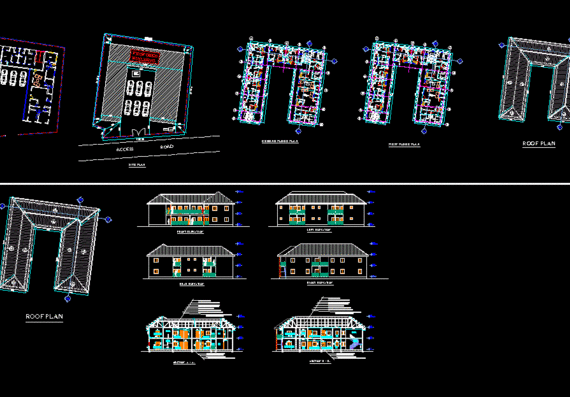 Projections of the hostel with dimensions