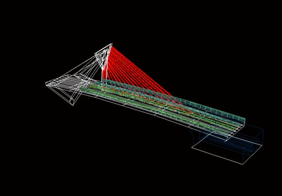 Модель моста с треугольными балками в 3D