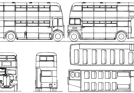 Автобус AEC Regal III Red Bus Double Decker - чертежи, габариты, рисунки автомобиля