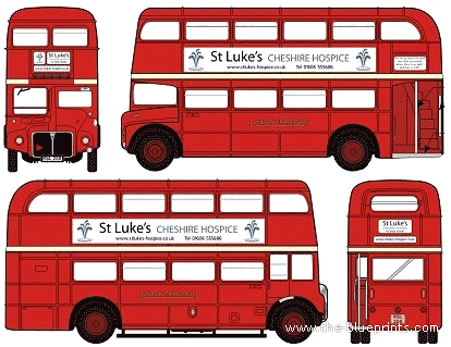 Автобус AEC Routemaster Double Decker Bus - чертежи, габариты, рисунки автомобиля