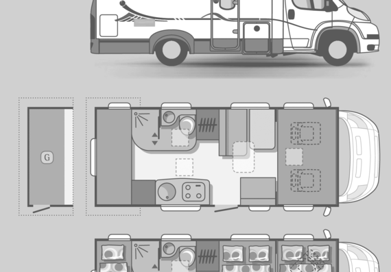 Автобус Adria Coral A 640 SK - чертежи, габариты, рисунки автомобиля