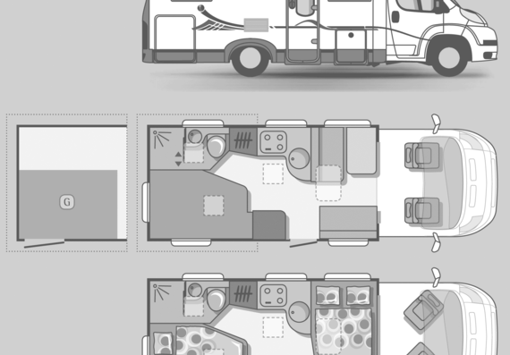 Автобус Adria Coral S 650 SP - чертежи, габариты, рисунки автомобиля