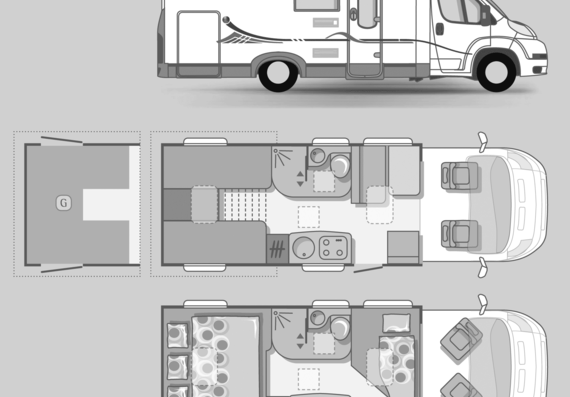 Автобус Adria Coral S 660 SL - чертежи, габариты, рисунки автомобиля