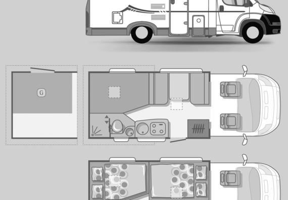 Автобус Adria Coral Sport S 573 DS - чертежи, габариты, рисунки автомобиля