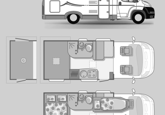 Bus Adria Coral Sport S 574 SP - drawings, dimensions, pictures of the car