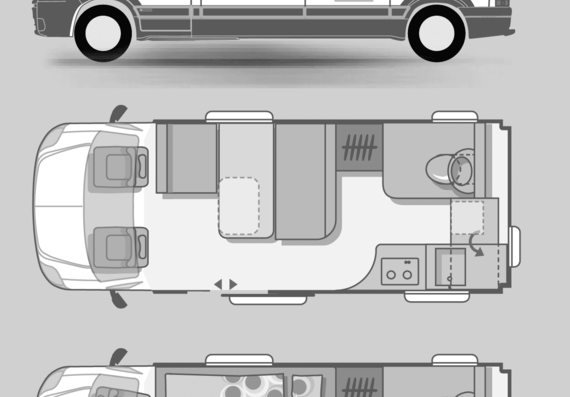 Автобус Adria Van M - чертежи, габариты, рисунки автомобиля