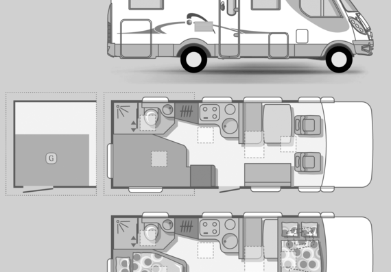 Автобус Adria Vision 1 677 SP - чертежи, габариты, рисунки автомобиля