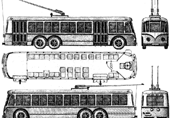 Автобус Alfa Romeo Obus (1947) - чертежи, габариты, рисунки автомобиля