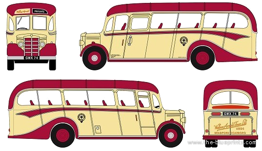 Автобус Bedford OB - чертежи, габариты, рисунки автомобиля