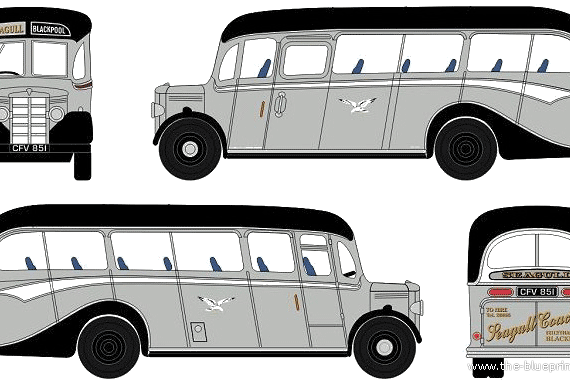 Автобус Bedford OB Coach - чертежи, габариты, рисунки автомобиля