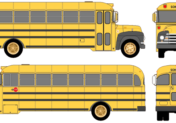 Автобус Blue Bird School Bus (1957) - чертежи, габариты, рисунки автомобиля