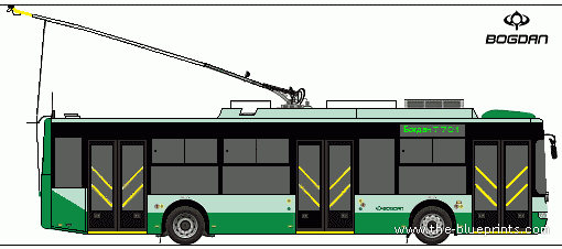 Автобус Bogdan T701 - чертежи, габариты, рисунки автомобиля