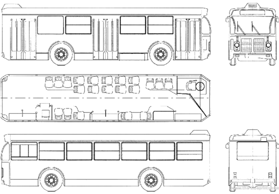 Автобус Breda Autobus Urbano A.01 - чертежи, габариты, рисунки автомобиля