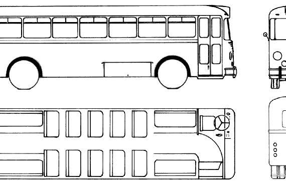 Автобус Bussing 6000T Trambus (1953) - чертежи, габариты, рисунки автомобиля