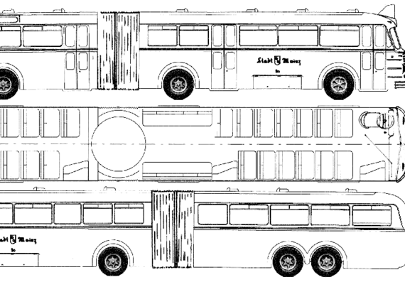 Bussing 6500 T Gelenkbus bus (1955) - drawings, dimensions, pictures of the car