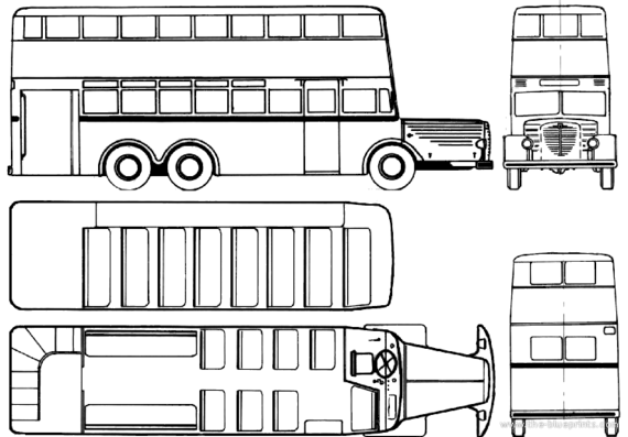 Автобус Bussing Double Decker (1950) - чертежи, габариты, рисунки автомобиля
