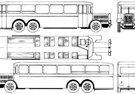 Bussing Dreiachs-Omnibus Wiesbaden bus (1929) - drawings, dimensions, pictures of the car