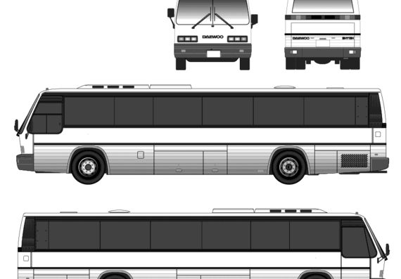 Автобус Daewoo BH115H - чертежи, габариты, рисунки автомобиля