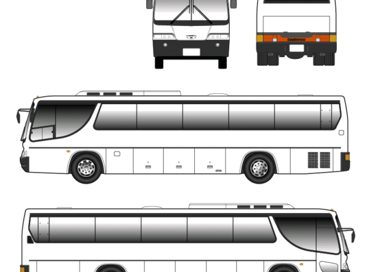 Автобус Daewoo BH116 - чертежи, габариты, рисунки автомобиля